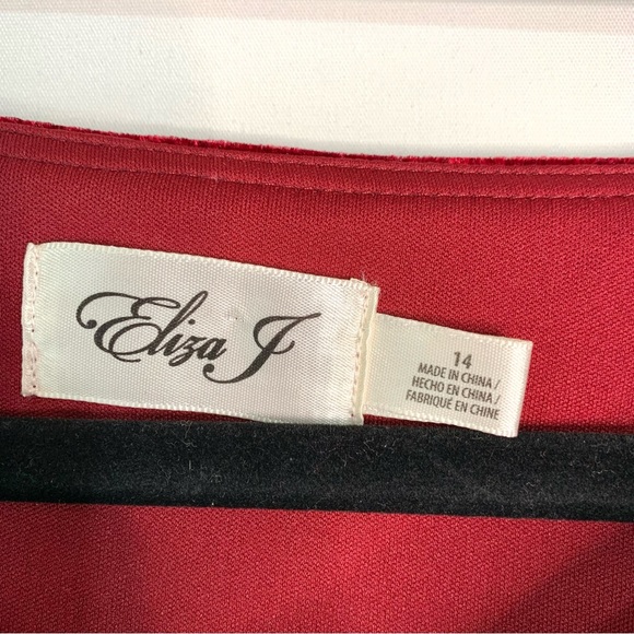 NWT Eliza J Velvet High Low Long Dress Size 14 Burgundy Cowl Neck Drape Rosette - Picture 9 of 15